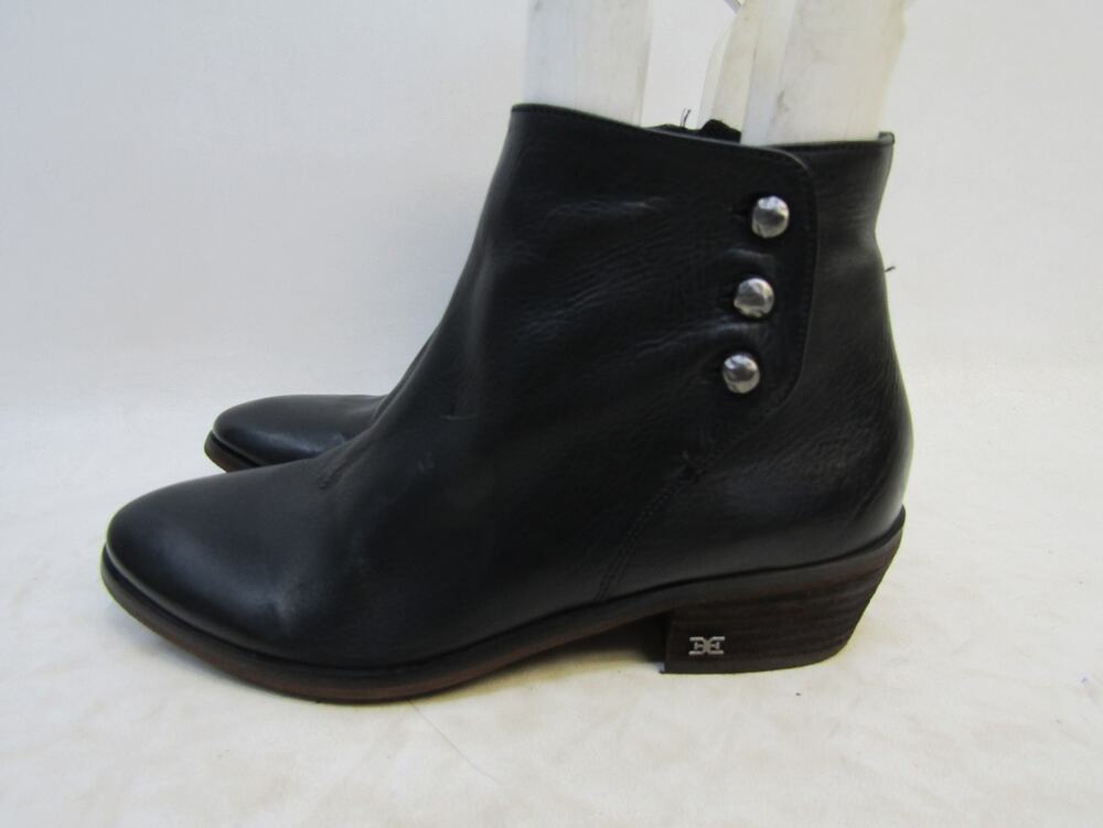Sam Edelman Womens Size 7 M Black Leather Zip Ankle Fashion Boots Bootie